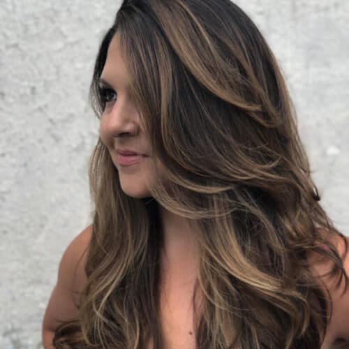 Dark brunette long layers with dimension — hair by Alchemy Loft
