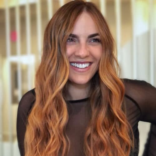 Vivid copper long waves — hair by Alchemy Loft
